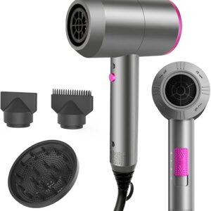 BANNILU Secador de pelo iones profesional, con boquilla de cabeza de soplado, Hair Dryer iónico negativos portátil de 3 temperaturas, Rápido Secado Cabello