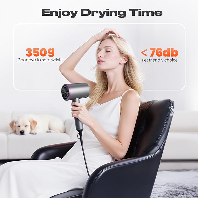 Asciugacapelli con Ioni, Phon Capelli con Motore AC, 3 Livelli di Calore Phone Capelli, Aria Fredda, Diffusore per Styling Perfetto - 图片 5