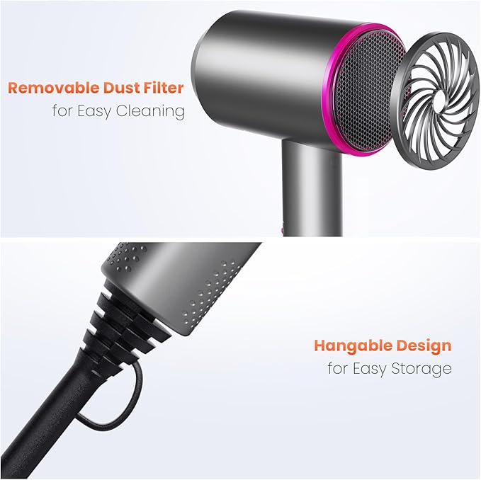 Asciugacapelli con Ioni, Phon Capelli con Motore AC, 3 Livelli di Calore Phone Capelli, Aria Fredda, Diffusore per Styling Perfetto - 图片 6